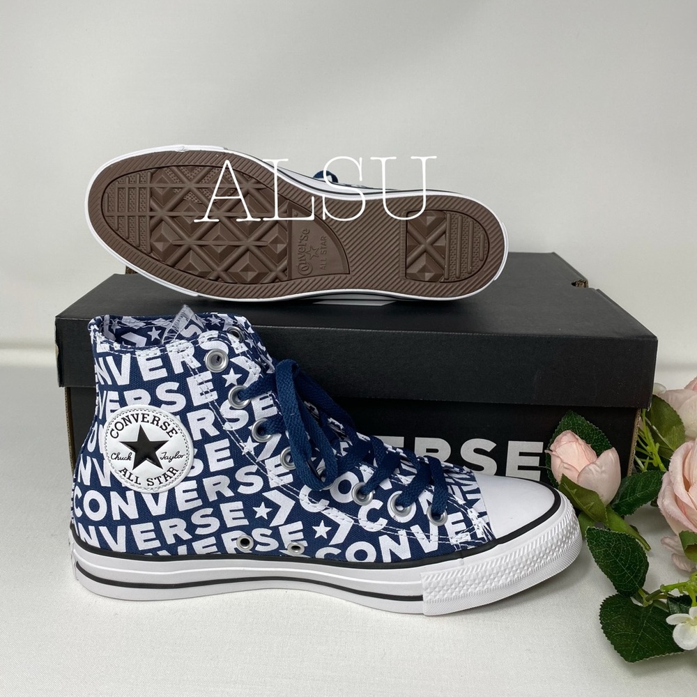 Converse Ctas Logo Navy Canvas High Top Men’s - Picture 8 of 8